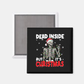 Funny Dead Inside But Its Christmas Skeleton Santa Magneet (Voorkant / Achterkant)
