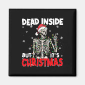 Funny Dead Inside But Its Christmas Skeleton Santa Magneet (Voorkant)