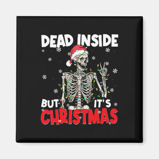 Funny Dead Inside But Its Christmas Skeleton Santa Magneet