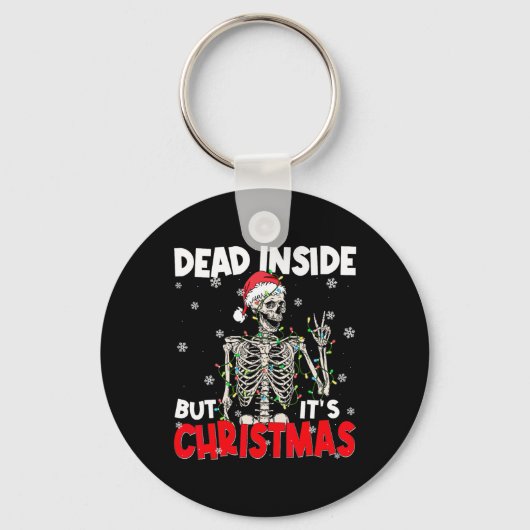 Funny Dead Inside But Its Christmas Skeleton Santa Sleutelhanger (Voorkant)