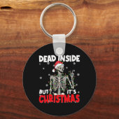 Funny Dead Inside But Its Christmas Skeleton Santa Sleutelhanger (Voorkant)