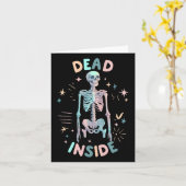 Funny Dead Inside Skeleton Casual Halloween Graphi Kaart (Gele Bloem)