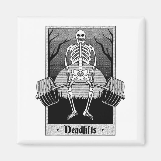 Funny Deadlifts Weightlifter Skeleton Halloween Gy Magneet (Voorkant)