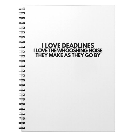 Funny Deadlines Whooshing Noise Quote Minimalist Notitieboek (Voorkant)