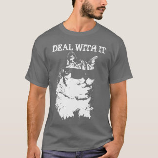 Funny Deal with it Cat met zonnebril t t-shirt