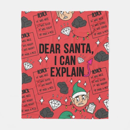 Funny Dear Santa I Can Explain Naughty Christmas Fleece Deken (Voorkant)