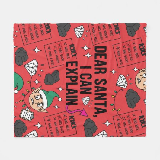 Funny Dear Santa I Can Explain Naughty Christmas Fleece Deken (Voorkant (Horizontaal))