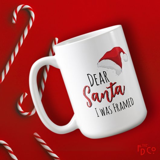 Funny Dear Santa (I was Framed) Customizable  Koffiemok