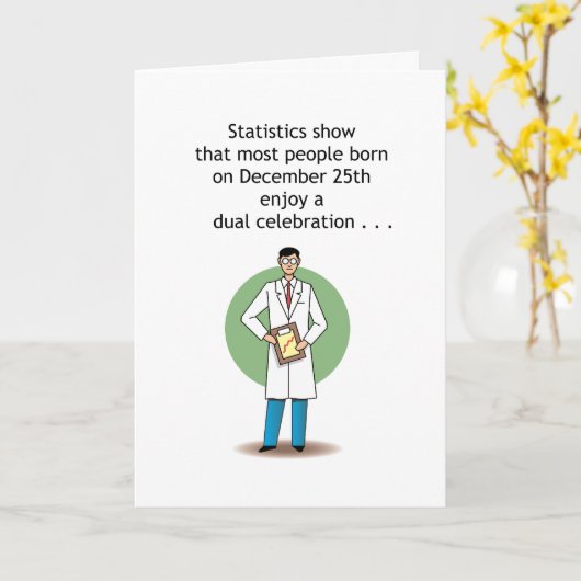 Funny December 25th Birthday Card Kaart (Gele Bloem)