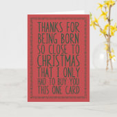 Funny December - Birthday en Kerstmis gecombineerd Kaart (Gele Bloem)