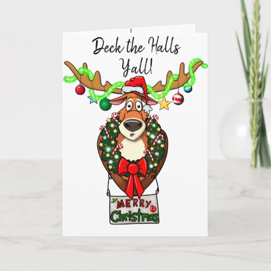 Funny Deck the Halls Y'all Familie Kerst Kaart (Voorkant)