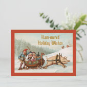 Funny  Deens kerstfeest Drink Pig Pun Flat Feestdagenkaart (Staand voorkant)