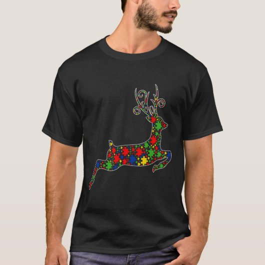 Funny Deer Animals Puzzle Piessm Autisme Awareness T-shirt (Voorkant)