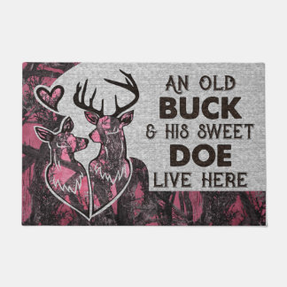 Funny Deer Couple Mat, Wedding Hunter Mat Decor