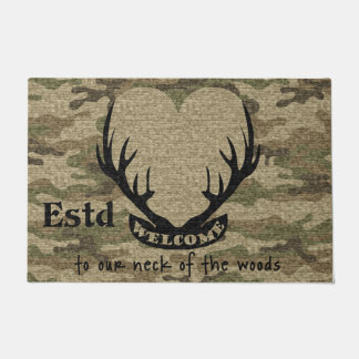 Funny Deer Couple Mat, Wedding Hunter Mat Decor