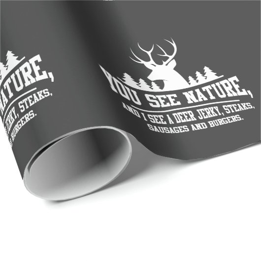 Funny Deer Hunter Steaks Burger Cadeaupapier (Rol Hoek)