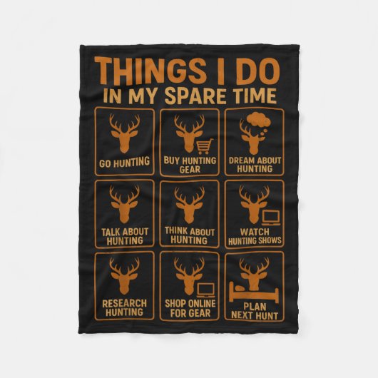 Funny Deer Hunter Things I Do Hunting In My Spare  Fleece Deken (Voorkant)