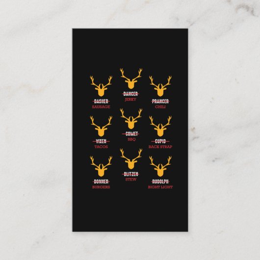 Funny Deer - Hunters All of Santa's Reindeer Visitekaartje (Voorkant)