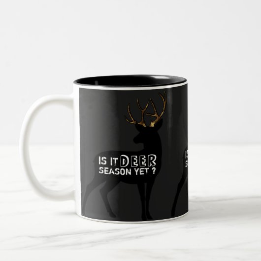 Funny Deer Hunting Black Metallic Gold Man Cave Tweekleurige Koffiemok (Links)