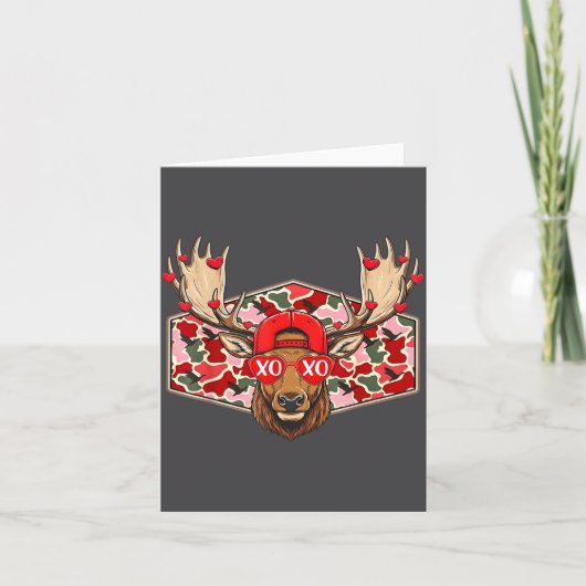 Funny Deer Hunting Buck Camo Valentines Day Men Wo Kaart (Voorkant)