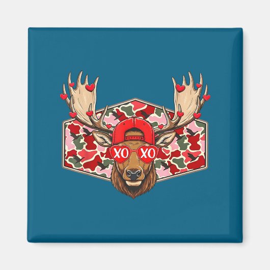 Funny Deer Hunting Buck Camo Valentines Day Men Wo Magneet (Voorkant)