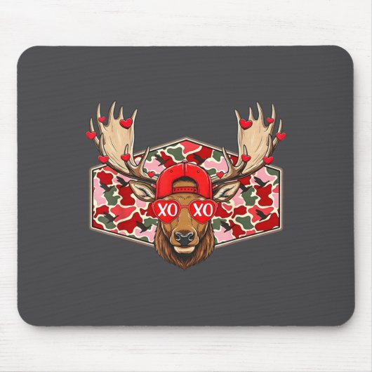 Funny Deer Hunting Buck Camo Valentines Day Men Wo Muismat (Voorkant)