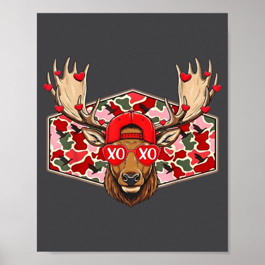 Funny Deer Hunting Buck Camo Valentines Day Men Wo Poster (Voorkant)