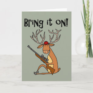 Funny Deer met Hunting Rifle en Pet Kaart