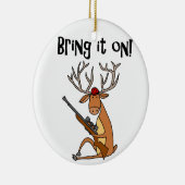 Funny Deer met Hunting Rifle en Pet Keramisch Ornament (Rechts)