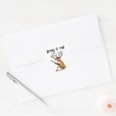 Funny Deer met Hunting Rifle en Pet Ronde Sticker (Envelop)