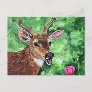 Funny Deer Painting Briefkaart