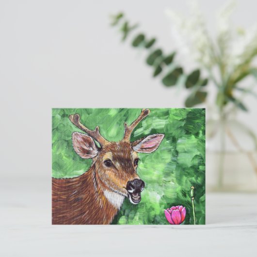 Funny Deer Painting Briefkaart (Staand voorkant)
