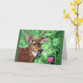 Funny Deer Painting Kaart (Gele Bloem)