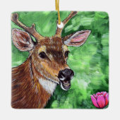Funny Deer Painting Keramisch Ornament (Voorkant)