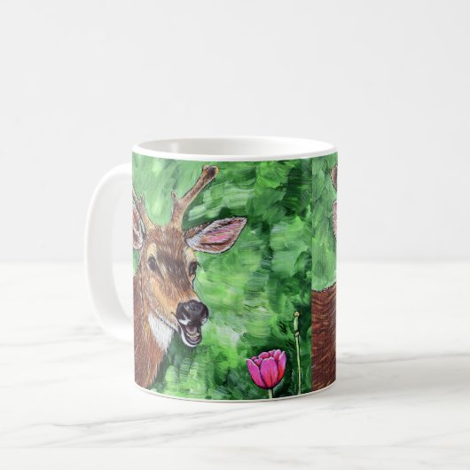 Funny Deer Painting Koffiemok (Voorkant links)