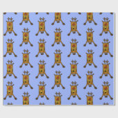 Funny Deer Reindeer Drawing Kinder Cadeaupapier (Vlak)