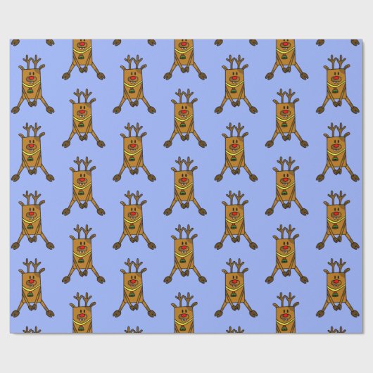 Funny Deer Reindeer Drawing Kinder Cadeaupapier (Vlak)