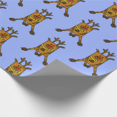 Funny Deer Reindeer Drawing Kinder Cadeaupapier (Hoek)