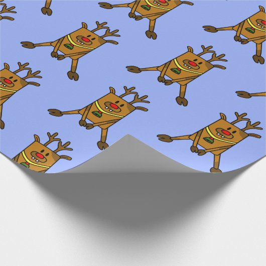 Funny Deer Reindeer Drawing Kinder Cadeaupapier (Hoek)