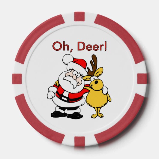 Funny Deer Santa Claus Pals Gratis Bier Drink Part Poker Chips (Voorkant)