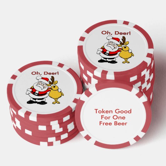 Funny Deer Santa Claus Pals Gratis Bier Drink Part Poker Chips (Opstapeling)