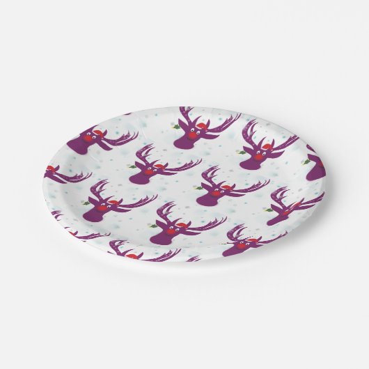 Funny Deer Santa Custom Papier Borden 7 in Papieren Bordje (Gekanteld)