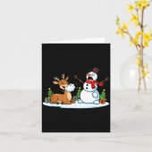 Funny Deer Snowman Christmas Tree Xmas Womens Mens Kaart (Gele Bloem)
