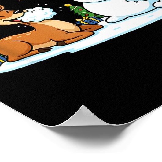 Funny Deer Snowman Christmas Tree Xmas Womens Mens Poster (Hoek)