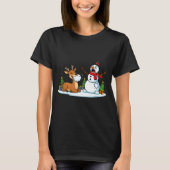 Funny Deer Snowman Christmas Tree Xmas Womens Mens T-shirt (Voorkant)