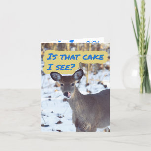Funny Deer Verjaardag Kaart met Chocolate Cake