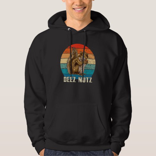 Funny Deez Nut Nutcracker Squirrel Deez Nutz Retro Hoodie (Voorkant)