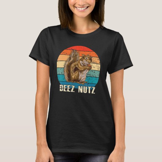 Funny Deez Nut Nutcracker Squirrel Deez Nutz Retro T-shirt (Voorkant)
