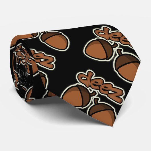 Funny Deez Nuts op zwart Stropdas (Opgerold)