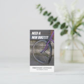 Funny defecte fiets voor fietsenreparatiewinkels visitekaartje (Staand voorkant)